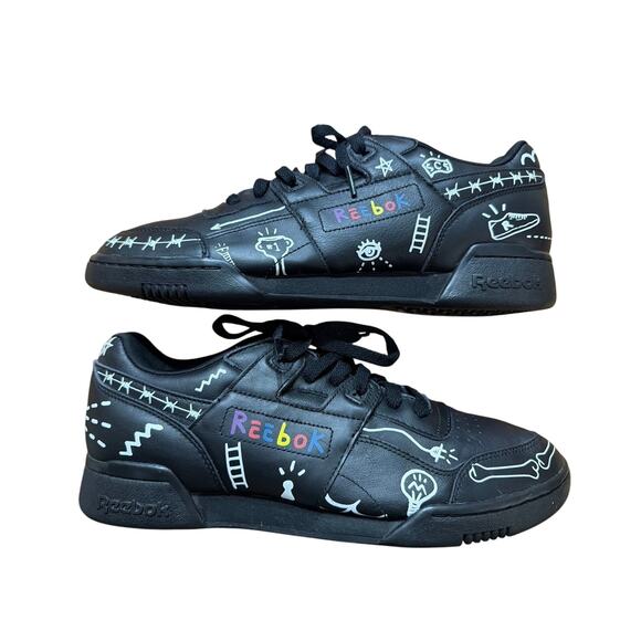 Reebok Men's Trouble Andrew x Reebok Workout Plus Black Multi Size 11 - Picture 7 of 13